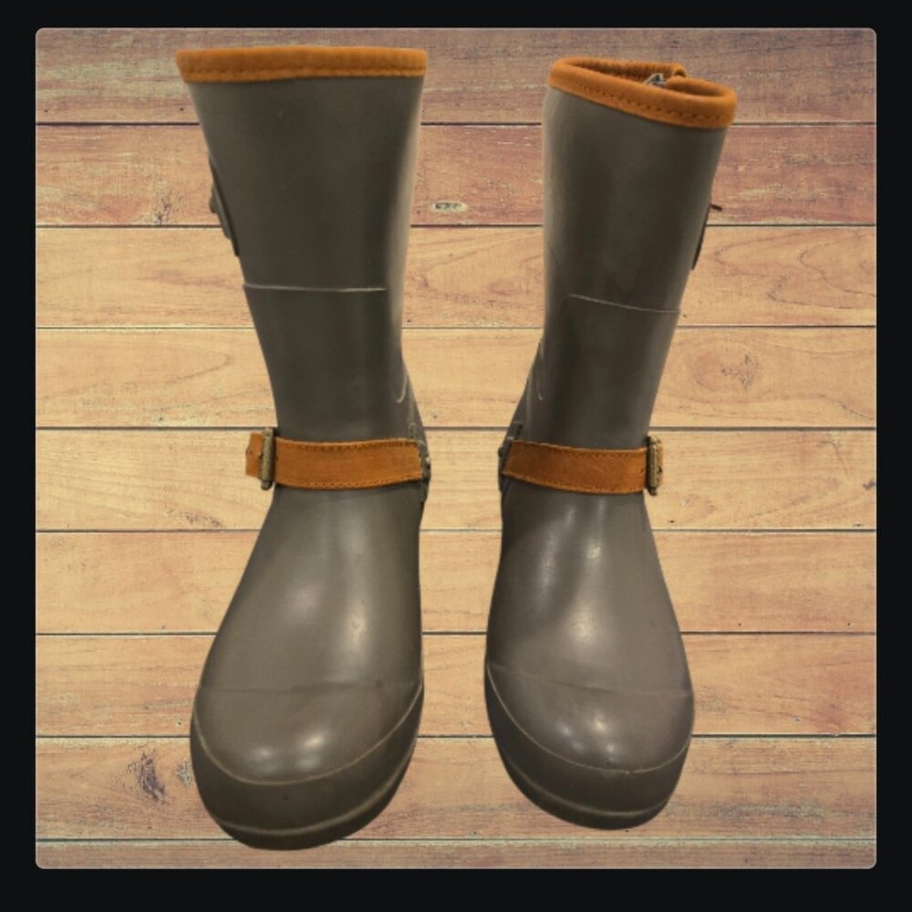 ✨ Sperry Walker Fog Waterproof Rain Boots | Gray & Tan | Size 7